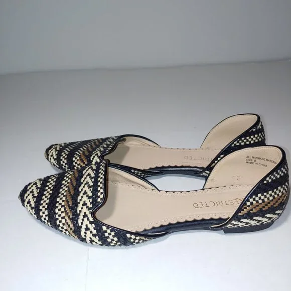 Restricted Woven Flats Size 8 Black Brown Tan - Picture 5 of 9